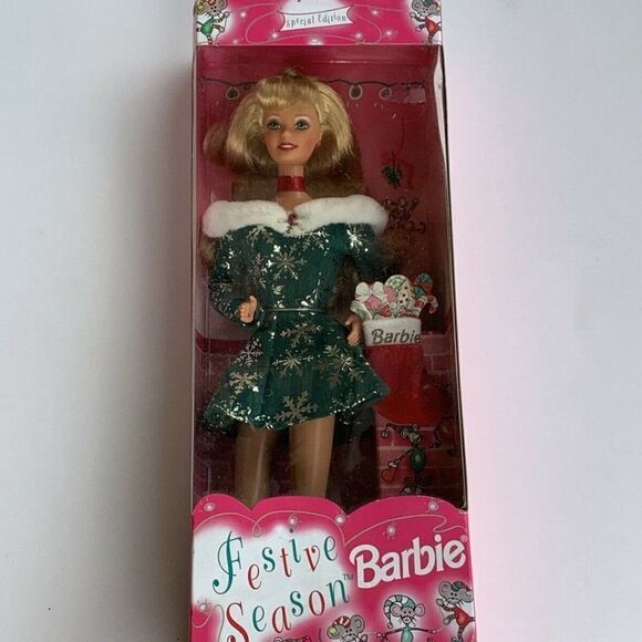 VTG 1997 Festive Season Barbie 18909 Christmas NEW - Picture 2 of 10